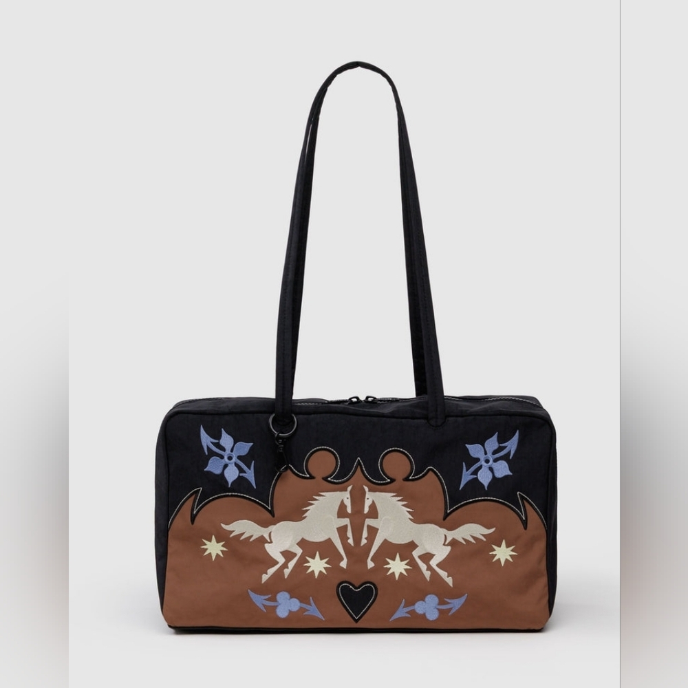 Baggu Medium Nylon Bowler Bag - Blue Western Applique